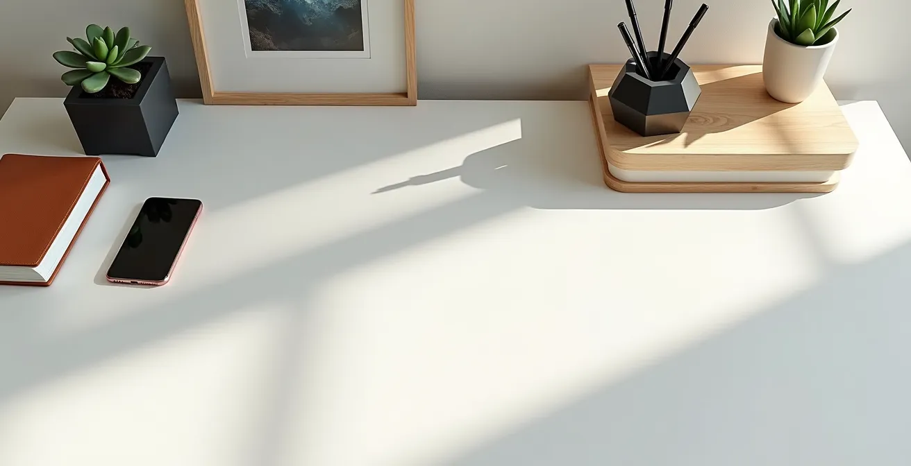 A minimalist and organized desk setup symbolizing an efficient, automated investment workflow.