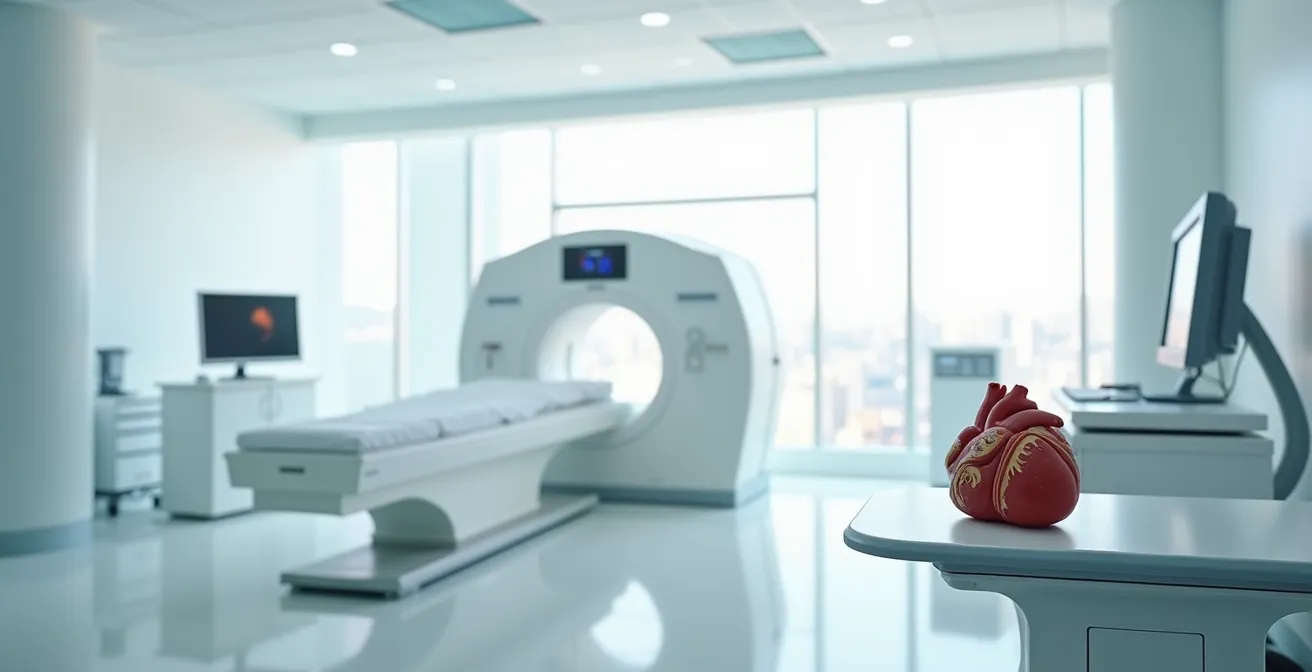 Advanced cardiac imaging technology showing coronary artery assessment