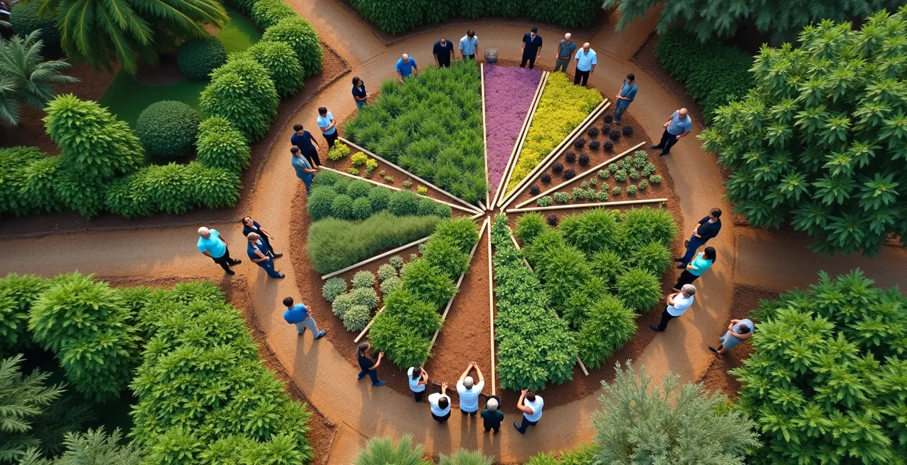 Visual representation of community outreach program ROI calculation with interconnected metrics