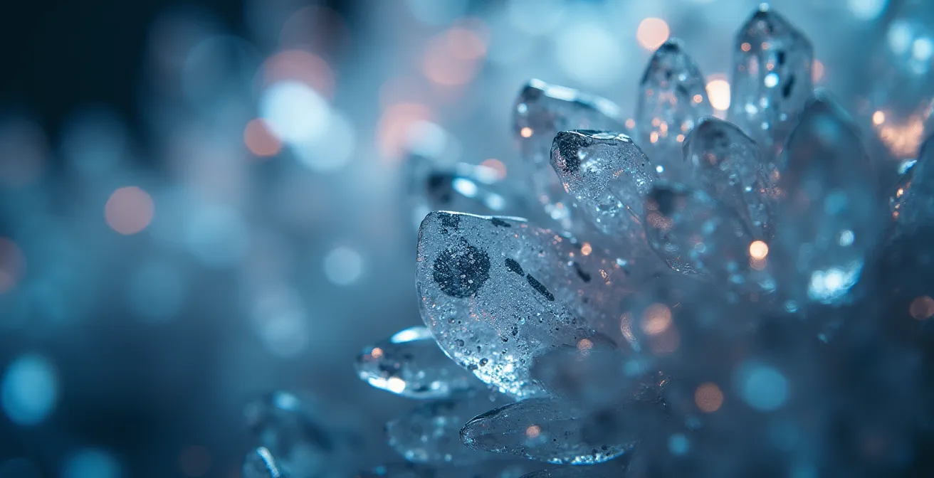 Macro photograph of crystalline data structures representing secure audit trail formation